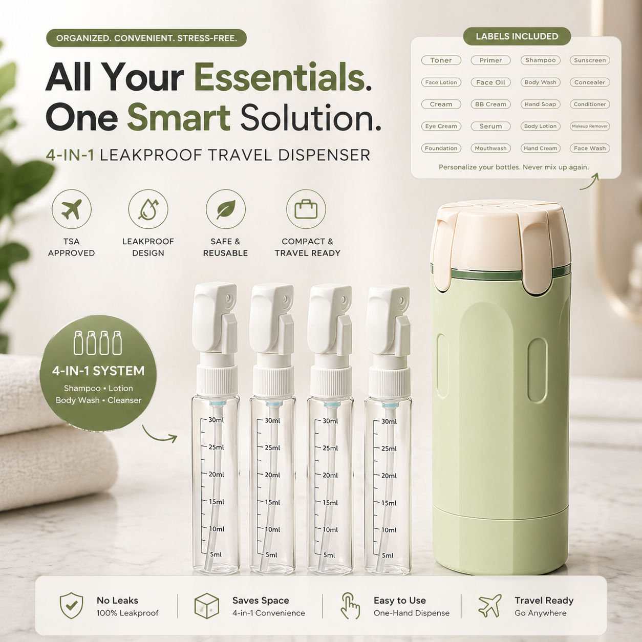 TravelMate™ 4-in-1 Leakproof Bottle