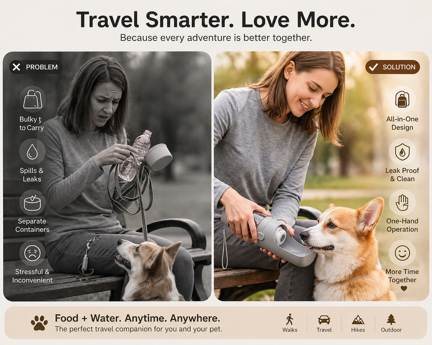PawCare™ 2-in-1 Travel Bottle