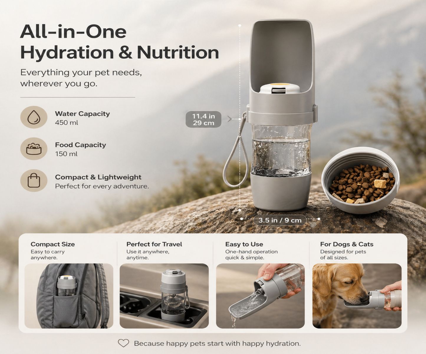 PawCare™ 2-in-1 Travel Bottle